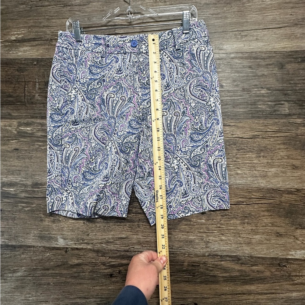Talbots Blue and Purple Bermuda Shorts with Paisley Print - Picture 7 of 11